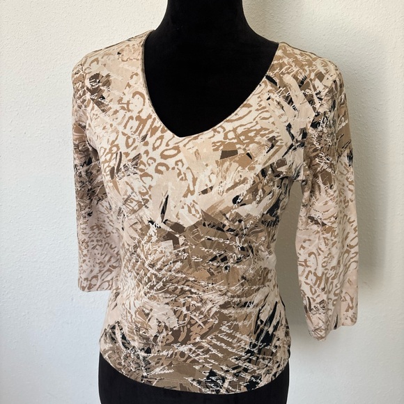 Ruby Rd. Cream and Brown Patterned Top - Picture 6 of 7